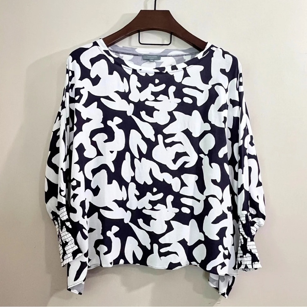 Grade & Gather Oversized Wide Neck Print Top